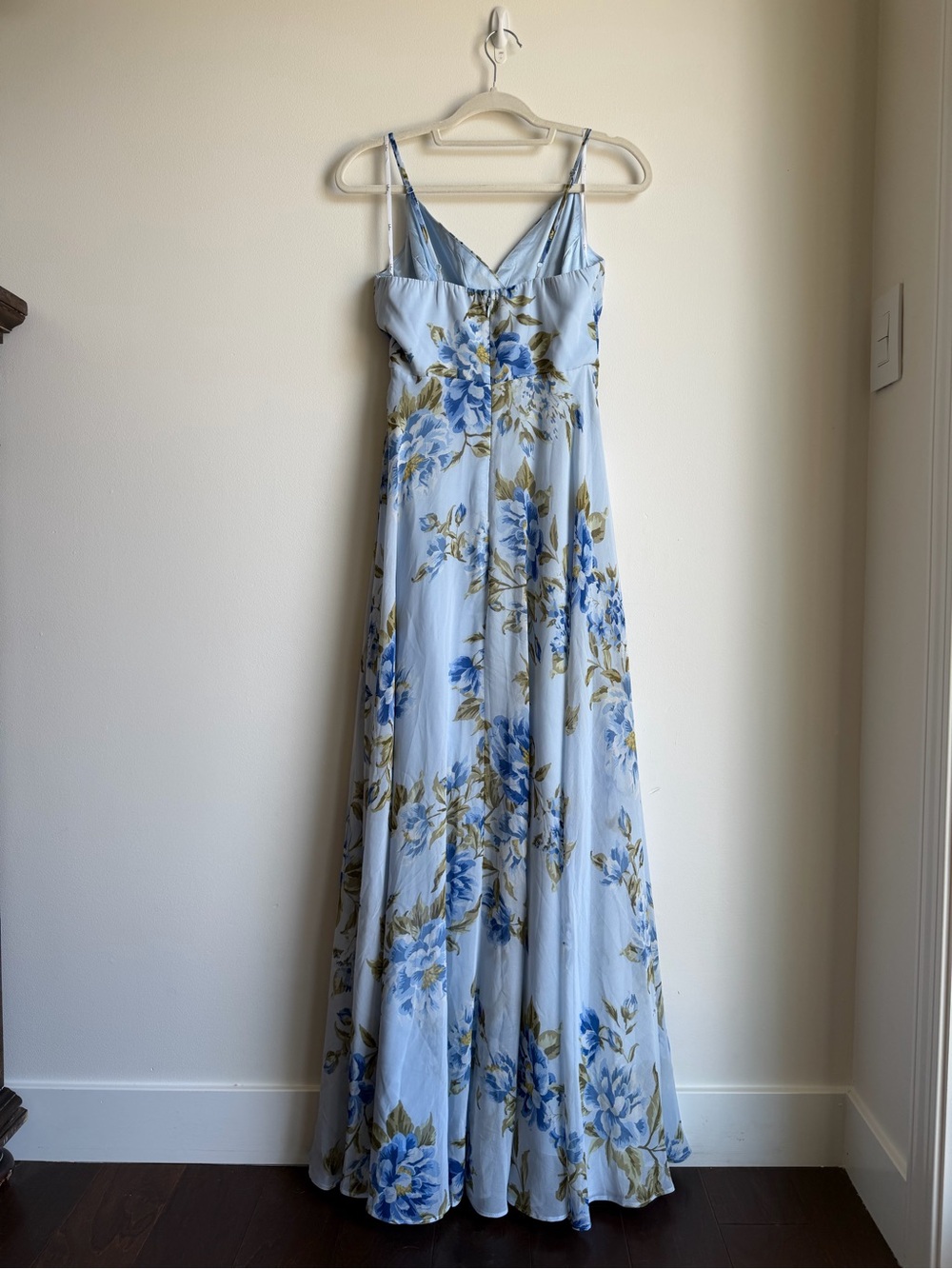 NWOT Lulu's Light Blue Floral Maxi Gown Dress Oh-So Romantic - Picture 4 of 10